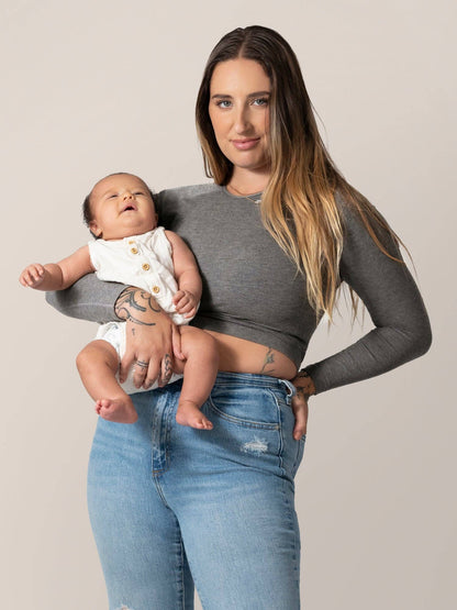 Sublime® Bamboo Maternity & Nursing Cropped Long Sleeve Top