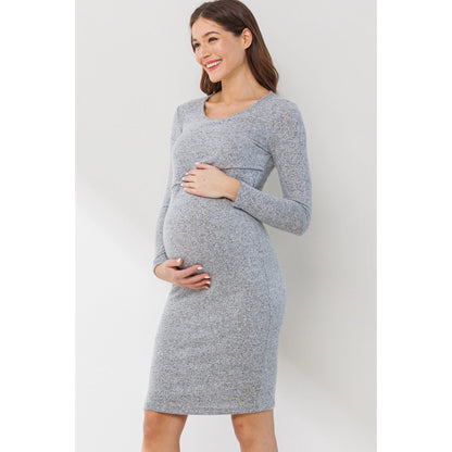 Double Layer Long Sleeve Nursing Maternity Dress