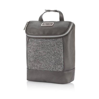 A grey baby bottle cooler