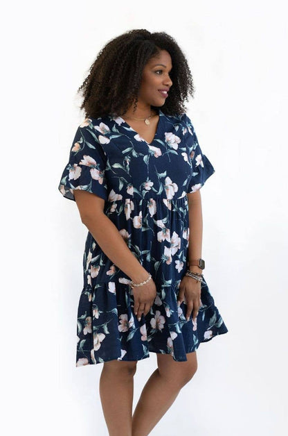 Floral Nursing Dress With Pockets Bell Sleeve