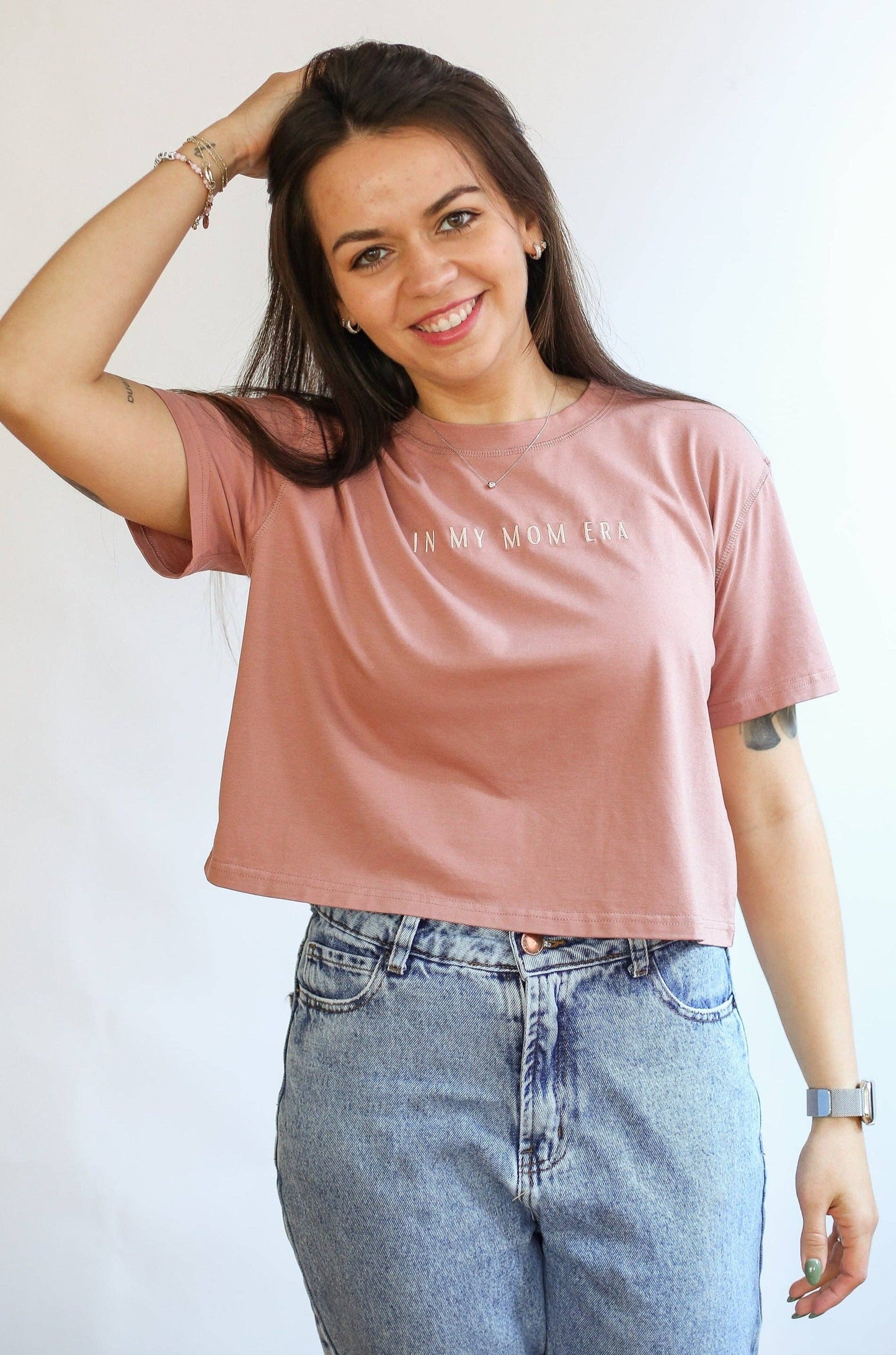 Cropped Embroidered BF Friendly Tee