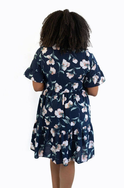 Floral Nursing Dress With Pockets Bell Sleeve