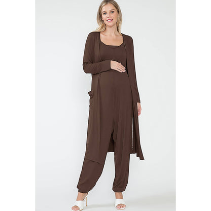 Maternity Jogger Pants Jumpsuit & Maxi Long Cardigan Sets
