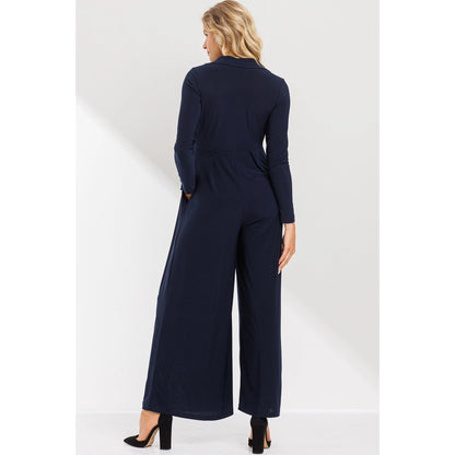 Faux Wrap Wide Leg Maternity Jumpsuit