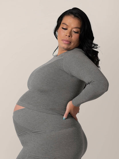 Sublime® Bamboo Maternity & Nursing Cropped Long Sleeve Top