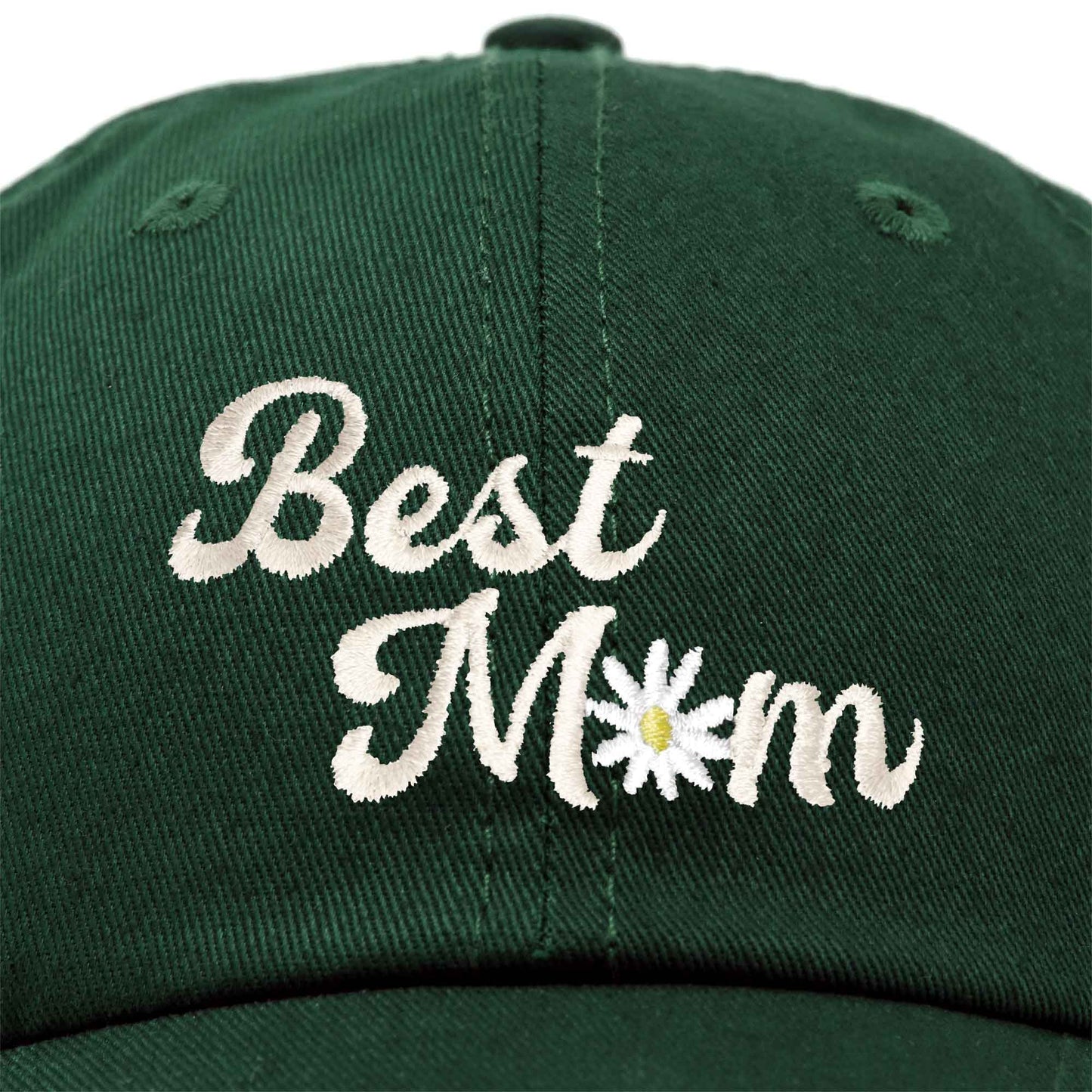Embroidered Best Mom Daisy Cotton Hat