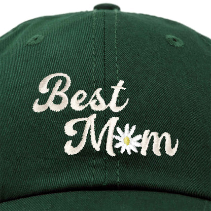 Embroidered Best Mom Daisy Cotton Hat