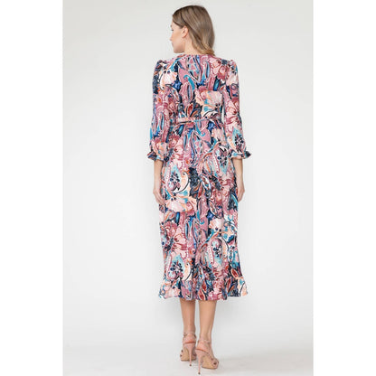 Maternity Floral V-Neck Long Dress