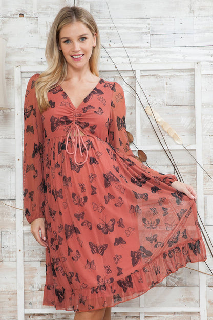 Butterfly V-Neck Dress