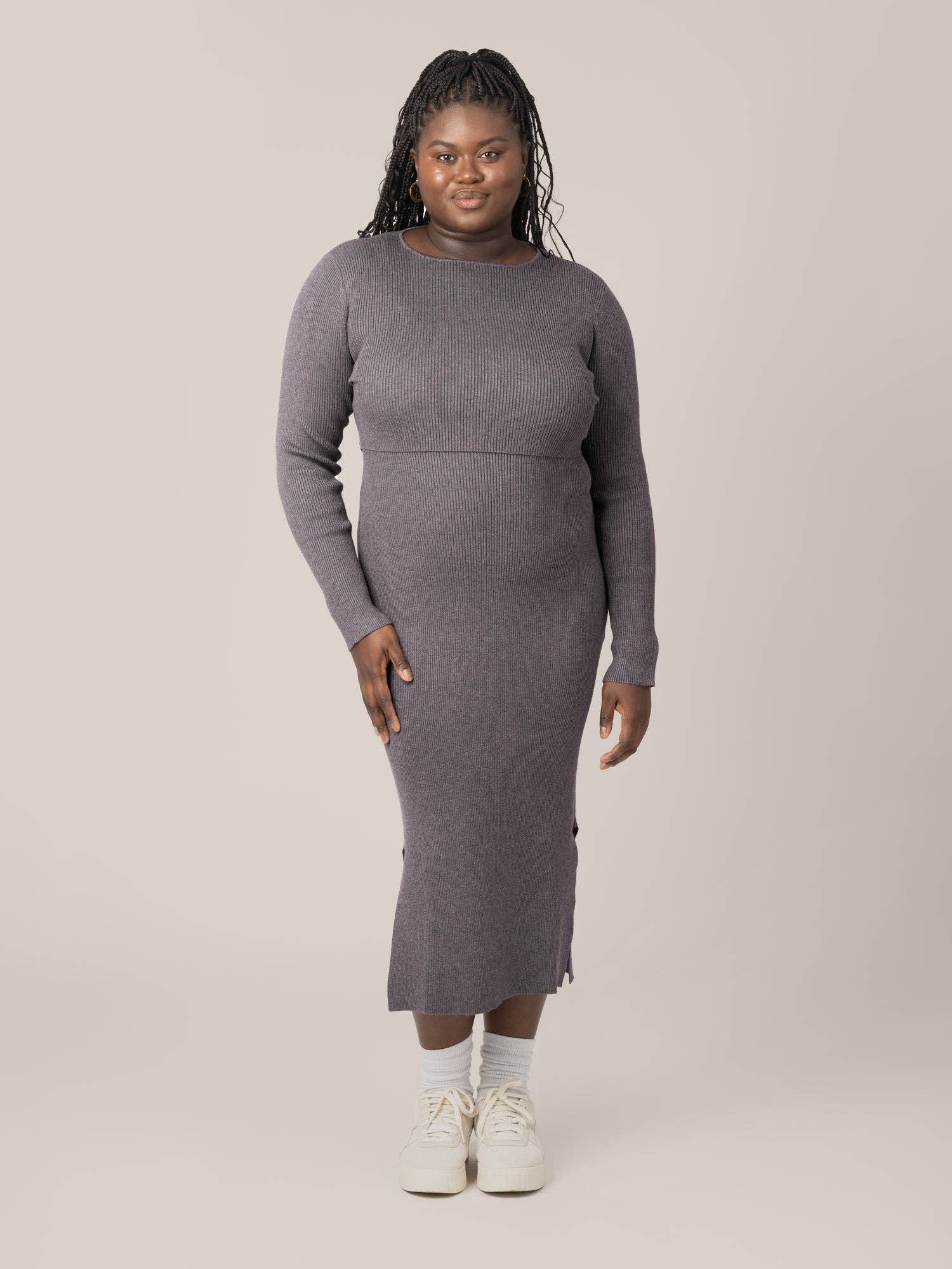 grey nursing dress Tiffany Rose Willow Maternity and Nursing Dress Taupe Grey
