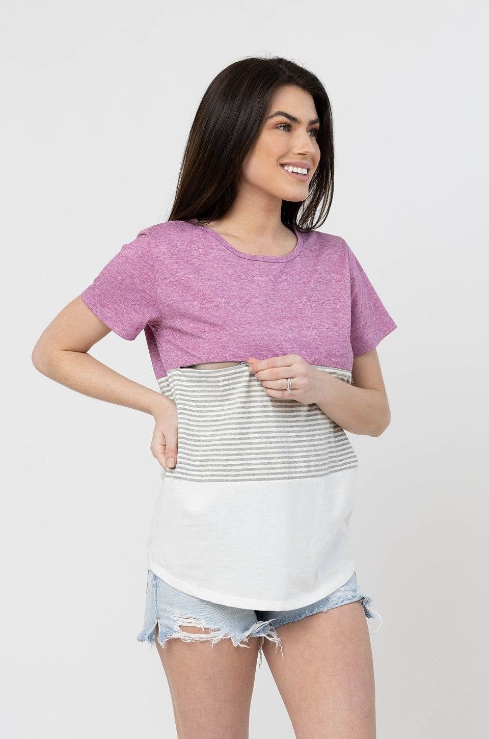 Nursing T-Shirt- 3 Block Colorblock