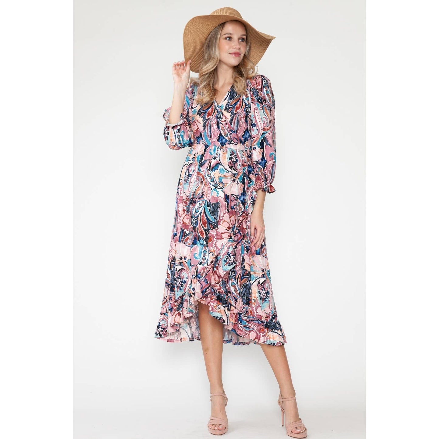 Maternity Floral V-Neck Long Dress
