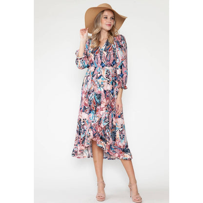Maternity Floral V-Neck Long Dress
