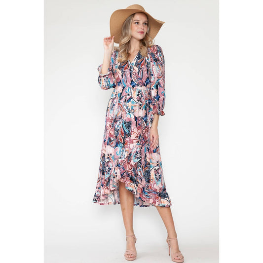Maternity Floral V-Neck Long Dress