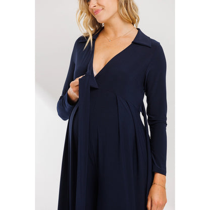 Faux Wrap Wide Leg Maternity Jumpsuit