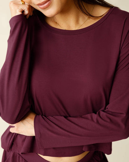 Aria Bamboo Casual Cropped Long Sleeve Top