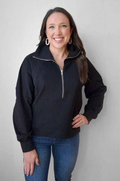 Oversized Funnel Neck Three Zip Breastfeeding Sweatshirt