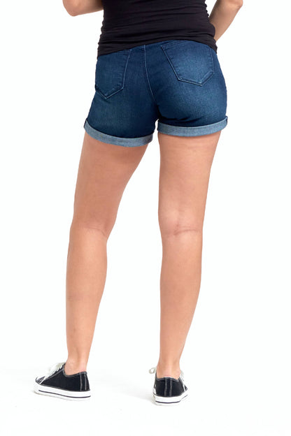 Maternity Roll Cuff Jean Shorts w/ Bellyband