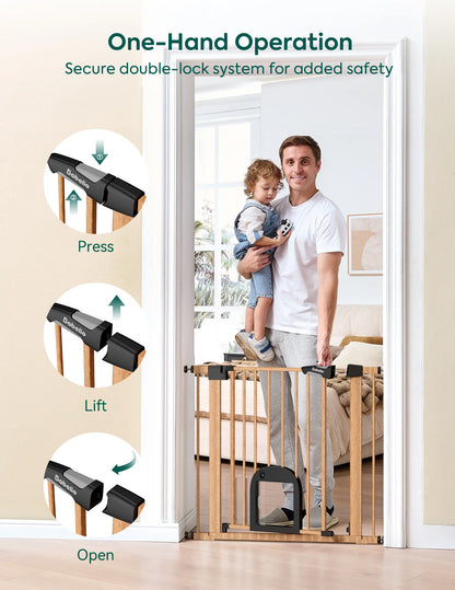 Babelio CatPrivilege T7 | Expandable Baby Gate with Cat Door