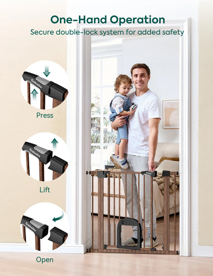 Babelio CatPrivilege T7 | Expandable Baby Gate with Cat Door