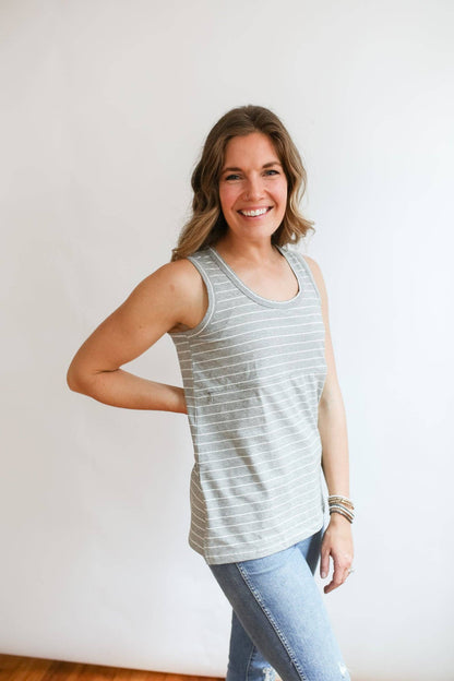 Stripe Invisible Zip Breastfeeding Tank Top