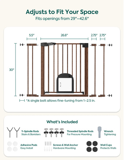 Babelio CatPrivilege T7 | Expandable Baby Gate with Cat Door