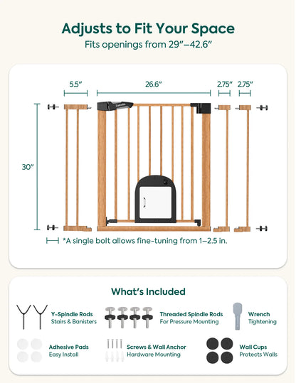 Babelio CatPrivilege T7 | Expandable Baby Gate with Cat Door