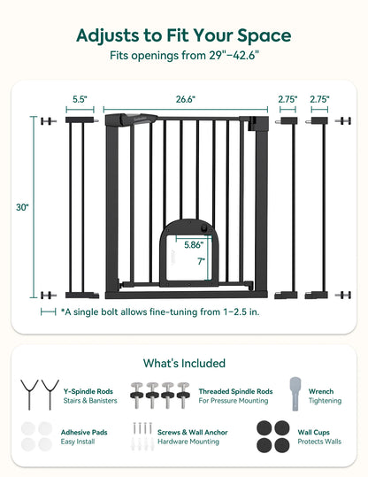 Babelio CatPrivilege T7 | Expandable Baby Gate with Cat Door