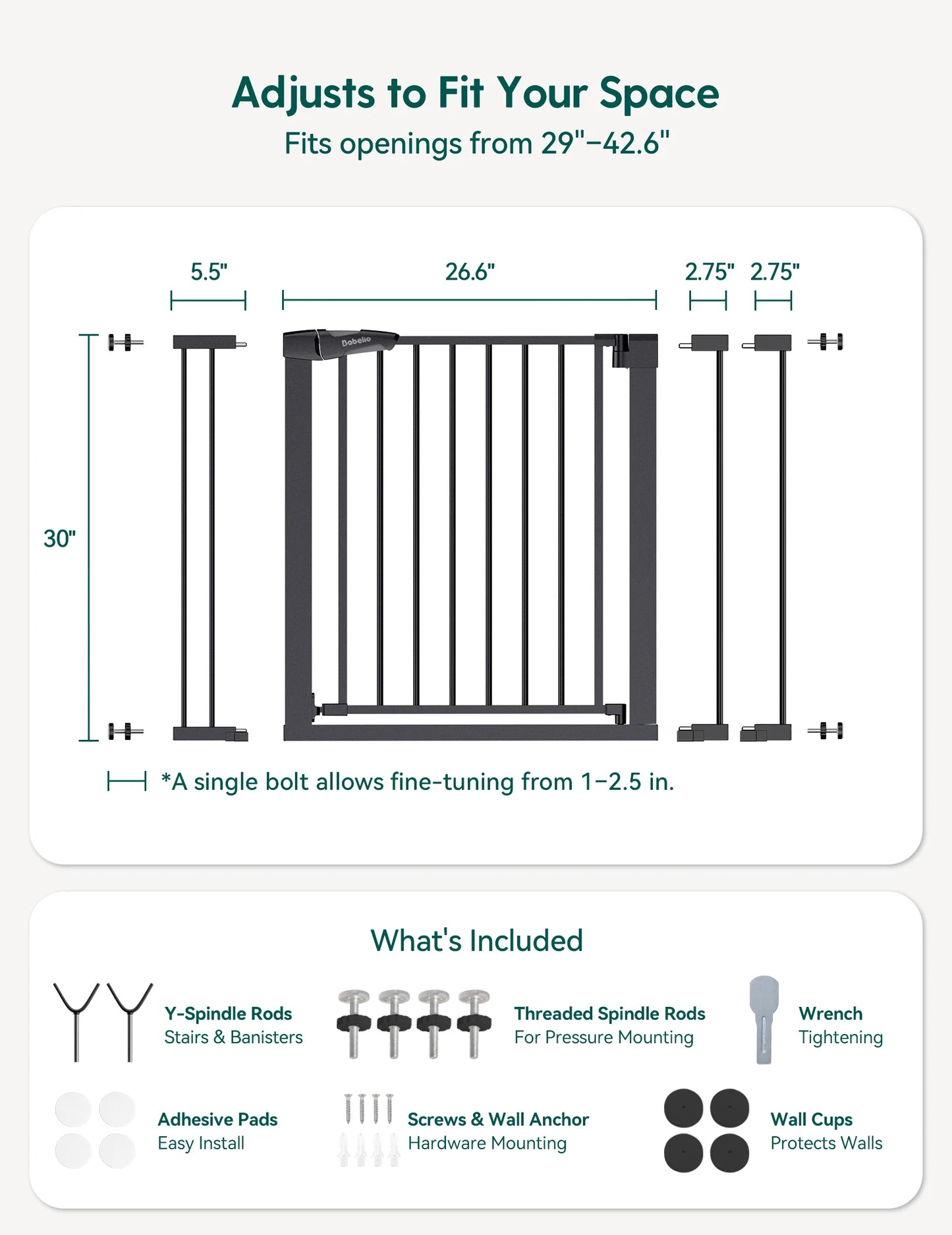 Babelio PressGuard P7 | Expandable Pressure-Mounted Baby Gate