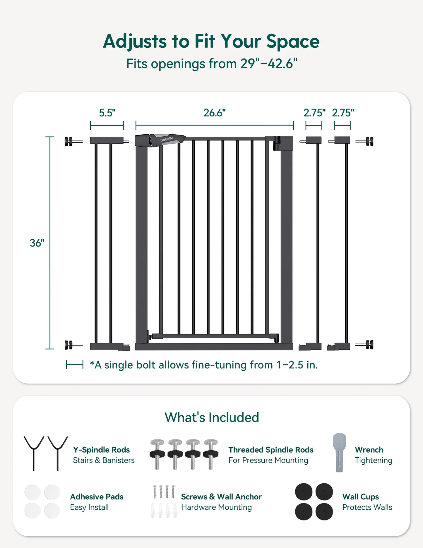 Babelio PressGuard C5&P7 | Versatile Baby Safety Gate