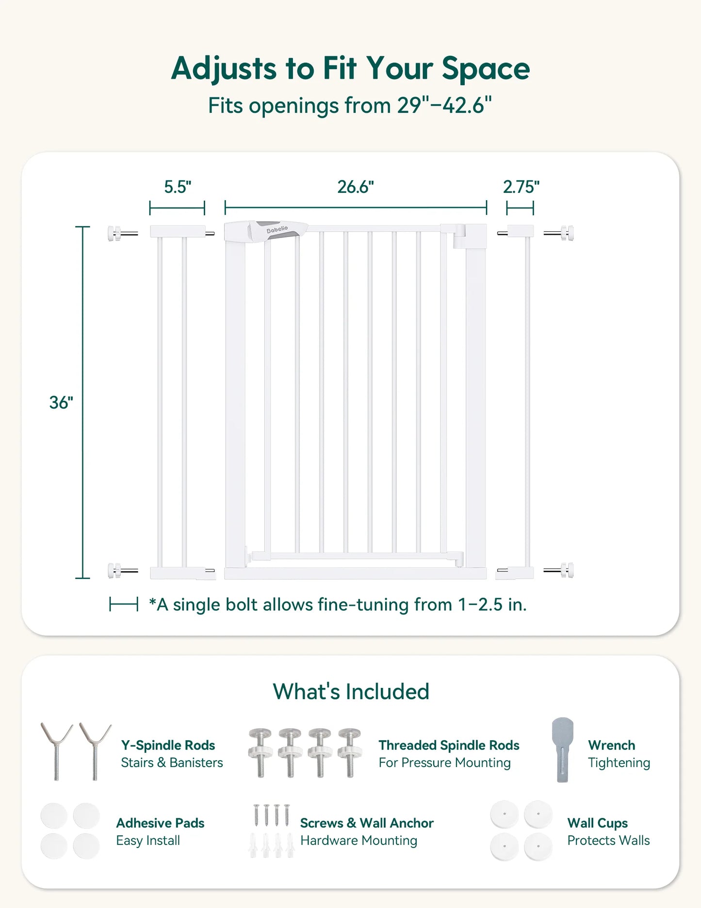 Babelio PressGuard C5&P7 | Versatile Baby Safety Gate