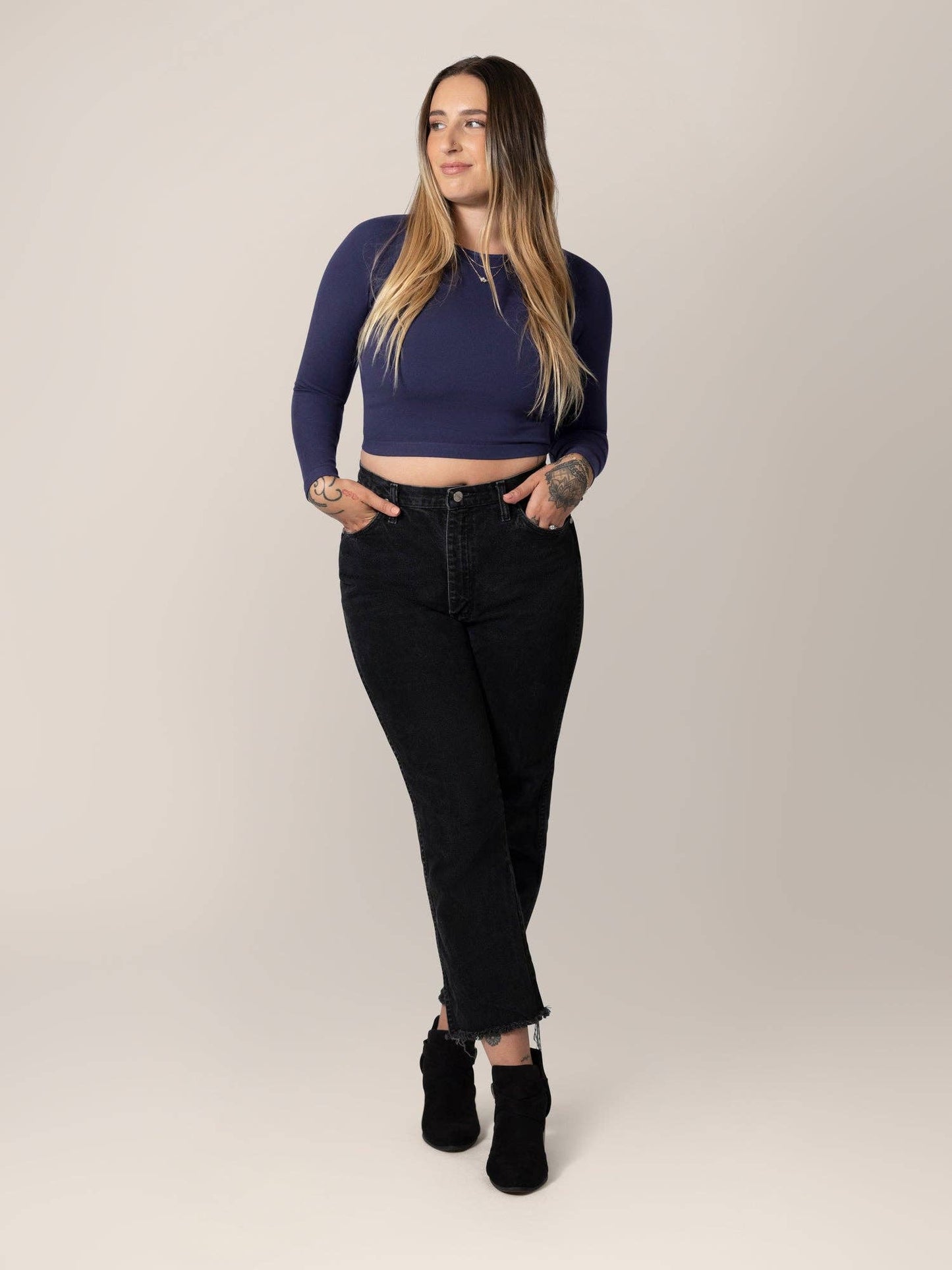 Sublime® Bamboo Maternity & Nursing Cropped Long Sleeve Top