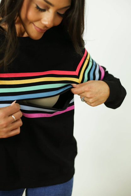 Limited Edition Six Stripe Invisible Zip Breastfeeding Sweater