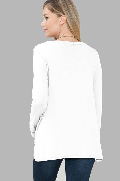 Long Sleeve Top with Front Hem Twist