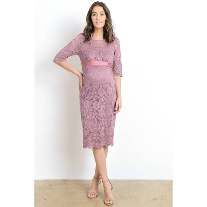 Floral Lace Baby Shower Knee Length Maternity Dress