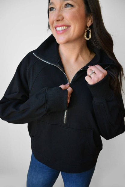 Oversized Funnel Neck Three Zip Breastfeeding Sweatshirt