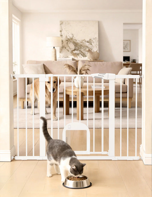 Babelio CatPrivilege T7 | Expandable Baby Gate with Cat Door