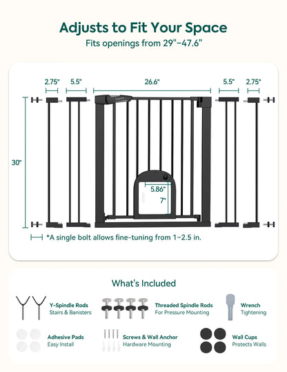 Babelio CatPrivilege T7 | Expandable Baby Gate with Cat Door