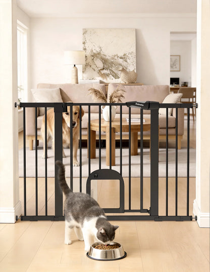 Babelio CatPrivilege T7 | Expandable Baby Gate with Cat Door