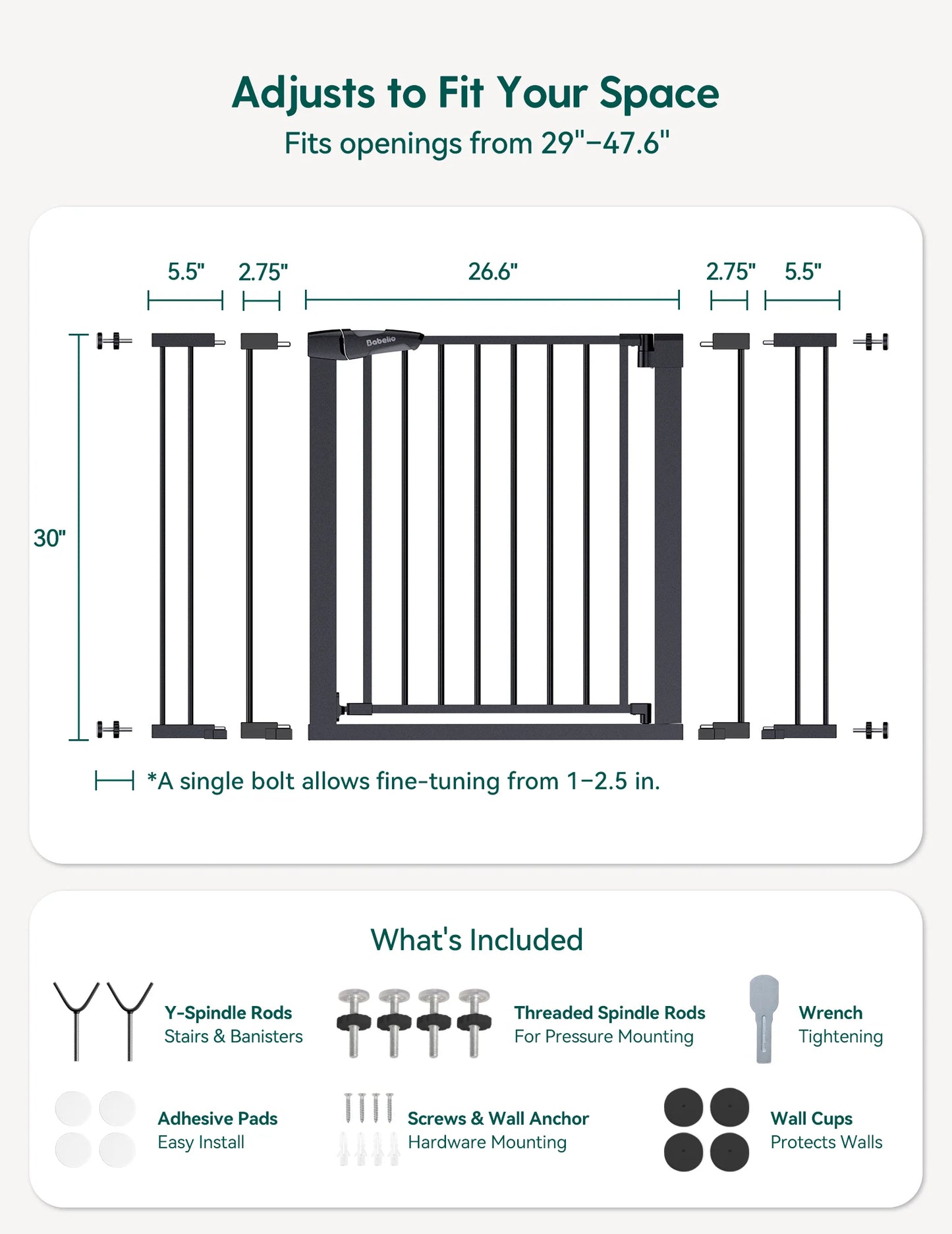 Babelio PressGuard P7 | Expandable Pressure-Mounted Baby Gate