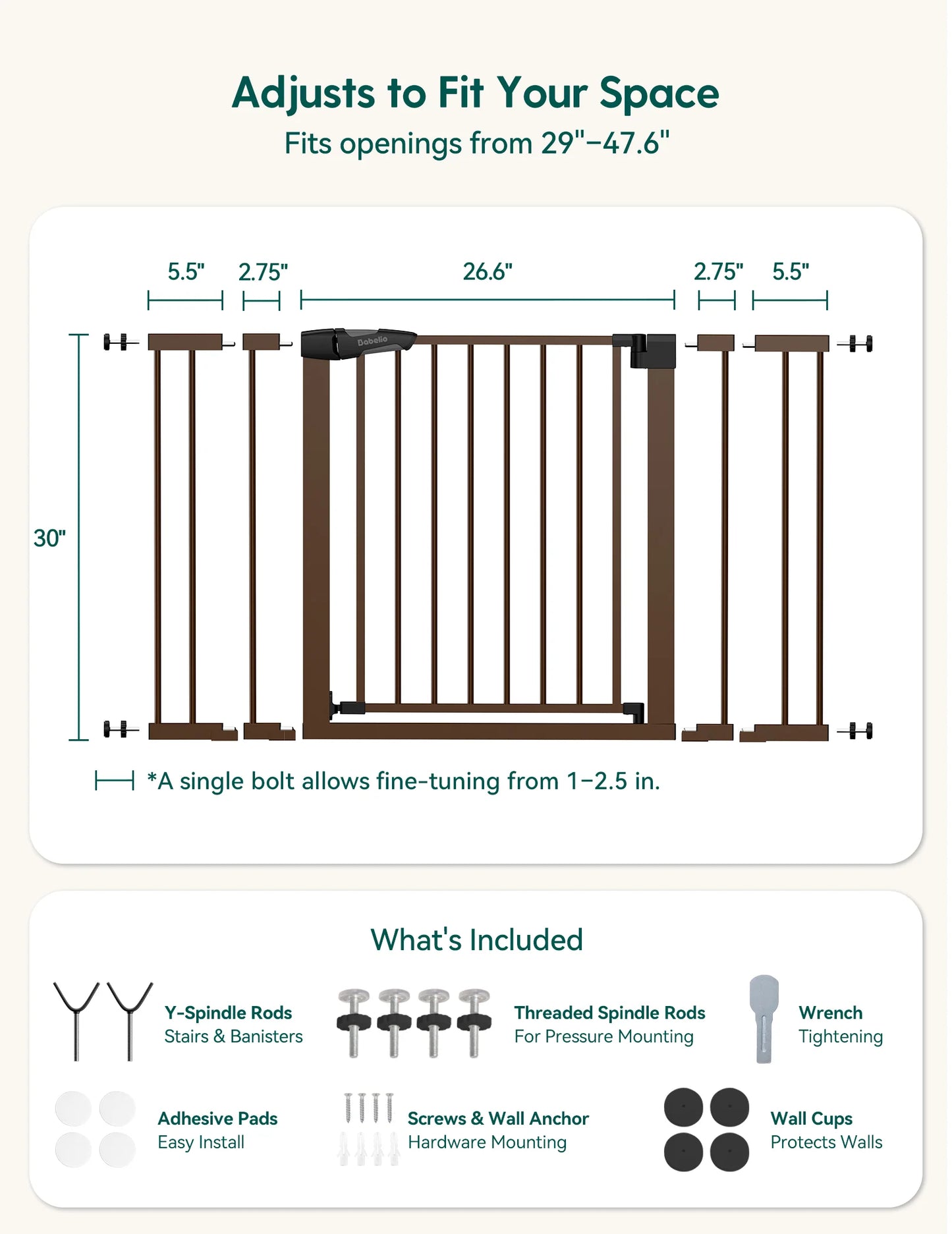 Babelio PressGuard C5&P7 | Versatile Baby Safety Gate
