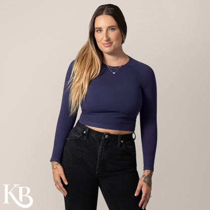 Sublime® Bamboo Maternity & Nursing Cropped Long Sleeve Top