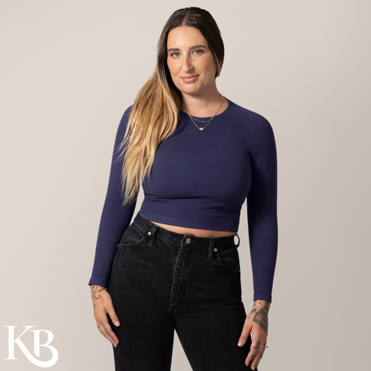 Sublime® Bamboo Maternity & Nursing Cropped Long Sleeve Top