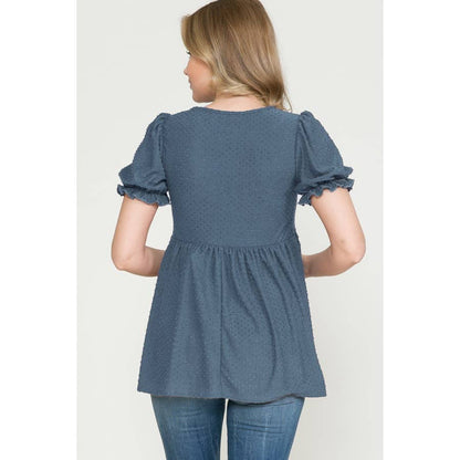 Puff Sleeve Babydoll Ruched Top