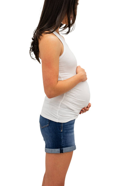 Maternity 7" Rolled To 5" Jean Shorts w/ Bellyband