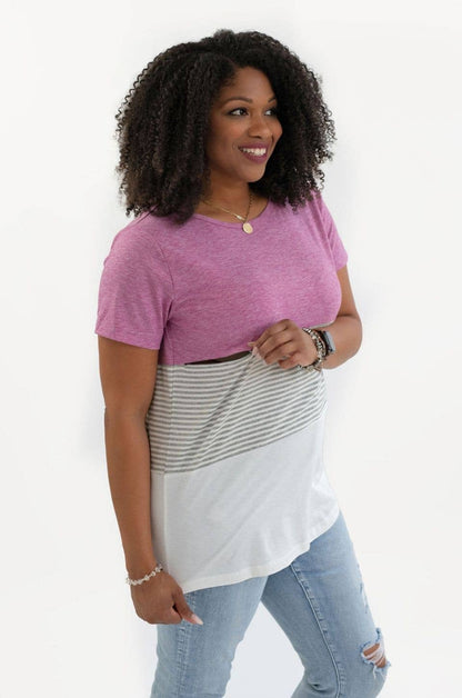 Nursing T-Shirt- 3 Block Colorblock