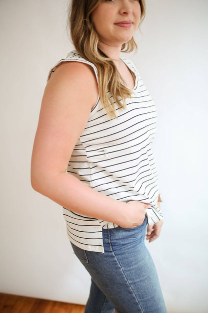 Stripe Invisible Zip Breastfeeding Tank Top