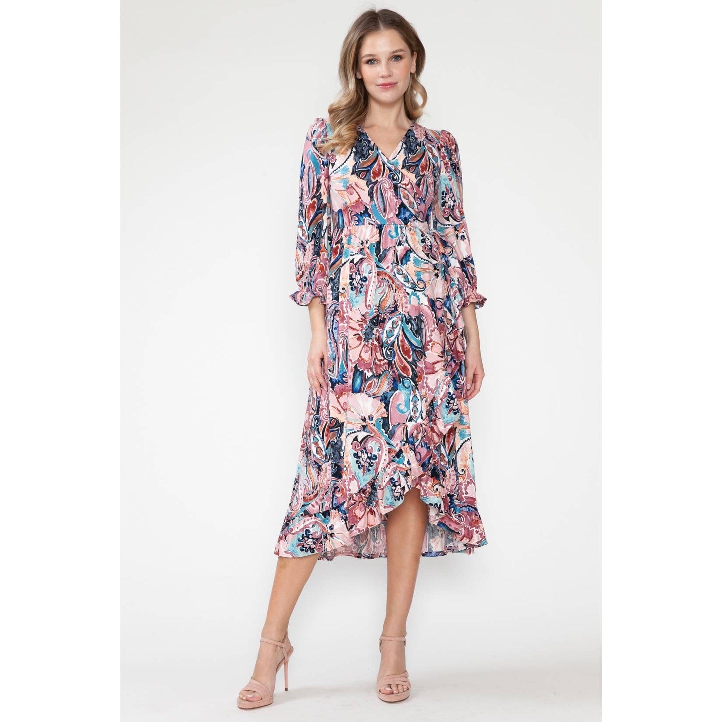 Maternity Floral V-Neck Long Dress