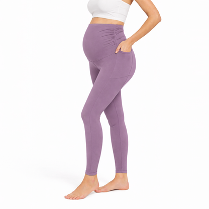 Ruched Maternity Yoga Pants with Pockets