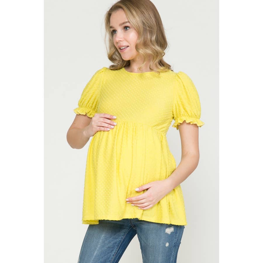 Puff Sleeve Babydoll Ruched Top